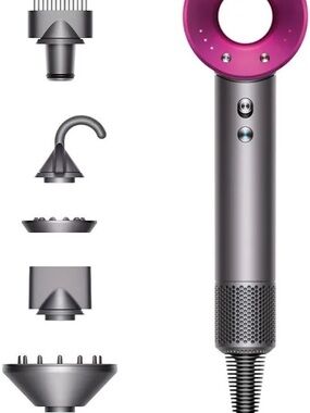 Dyson Pink and Silver Supersonic Style Dryer with Attachments